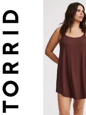 TORRID Super Soft Rib Cami Sleep Mini Gown Deep Mahogany Size 0/L